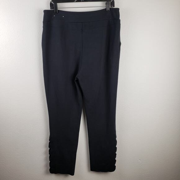 Soft Surroundings Women's L Pull On Ponte Pocket Pants Black Scallop Cutout‎ - Picture 8 of 11